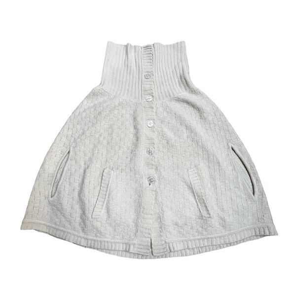Vintage Talbots Ivory Wool Caplet Basketweave Knit Poncho Heritage - Picture 10 of 10